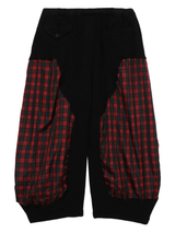 TARTAN-CHECK PANELLED TROUSERS