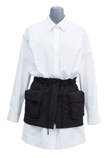 SHIRT DRESS WITH CUBIC POCKET LAYER
