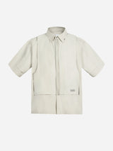 FIBER GREY INTERVEIN LAYERED SHORT-SLEEVE SHIRT