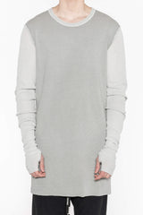 LIGHT GREY RIBBED COTTON LONG-SLEEVE T-SHIRT