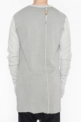 LIGHT GREY RIBBED COTTON LONG-SLEEVE T-SHIRT