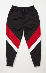 BLACK AND RED TRACK PANTS