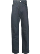 GRAY NAVY PATCH-POCKET STRAIGHT-LEG JEANS