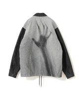 "PSYCHOPHILIA" BACK PRINT VARSITY DENIM JACKET