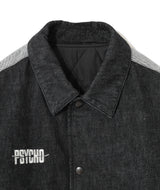"PSYCHOPHILIA" BACK PRINT VARSITY DENIM JACKET
