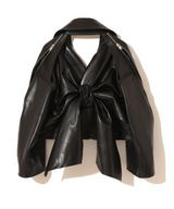 REAR-TIE LEATHER BIKER JACKET