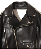 REAR-TIE LEATHER BIKER JACKET