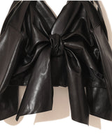 REAR-TIE LEATHER BIKER JACKET