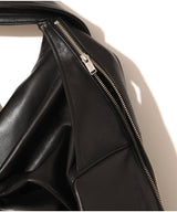 REAR-TIE LEATHER BIKER JACKET