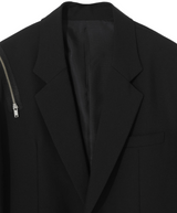 ZIPPER BLACK WOOL BLEND BLAZER