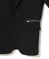 ZIPPER BLACK WOOL BLEND BLAZER