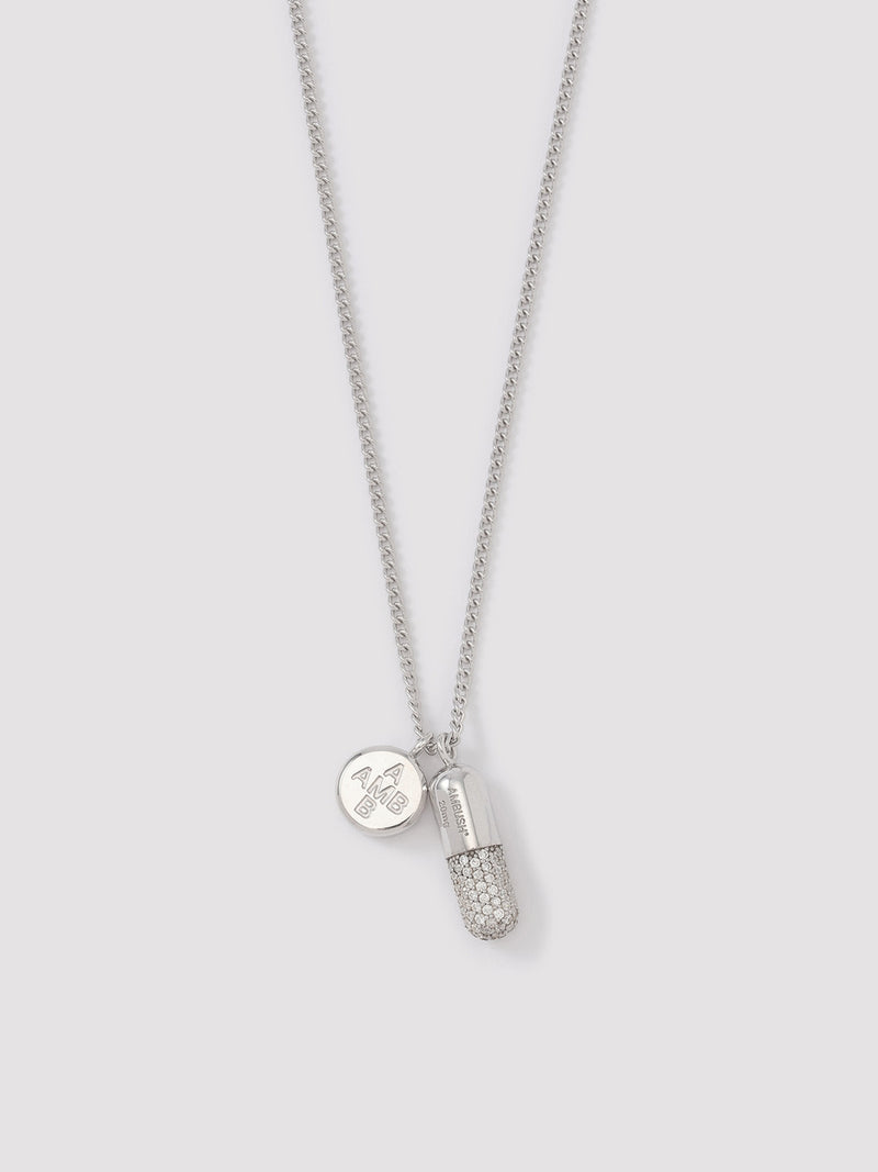 Pave Pill Charm Necklace