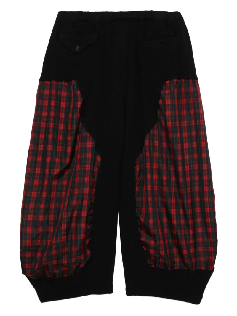 TARTAN-CHECK PANELLED TROUSERS