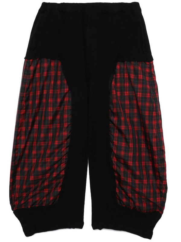 TARTAN-CHECK PANELLED TROUSERS