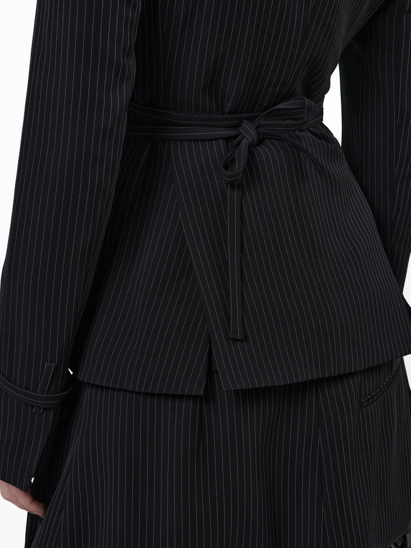 FITTED BELT BLAZER PINSTRIPE