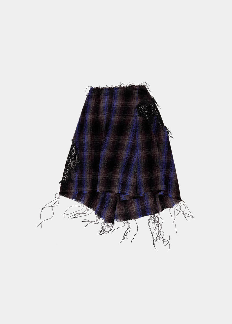 PLEATED MINI SKIRT VELVET TARTAN CHECK