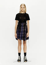 PLEATED MINI SKIRT VELVET TARTAN CHECK