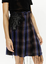 PLEATED MINI SKIRT VELVET TARTAN CHECK