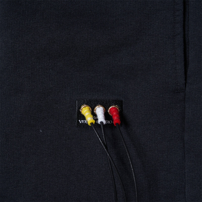 BLACK RCA CABLE EMBROIDERY SWEATPANTS