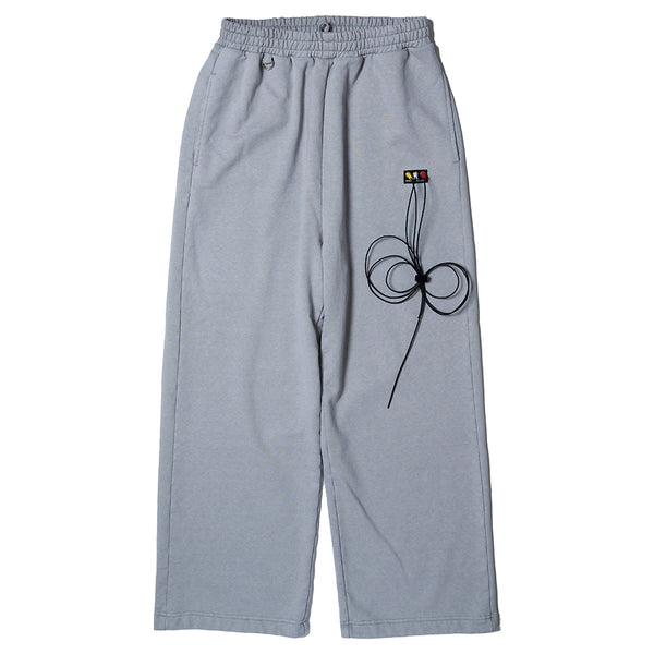 GREY RCA CABLE EMBROIDERY SWEATPANTS