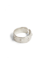 silver stitched multiple cross ring