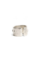 thick silver stitched multiple cross ring