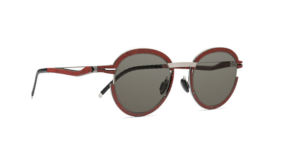 PERSIAN RED ON STAINLESS STEEL ROUND SUNGLASSES