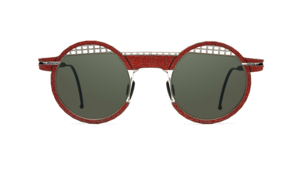 PERSIAN RED ASPHALT ON STAINLESS STEEL ROUND SUNGLASSES