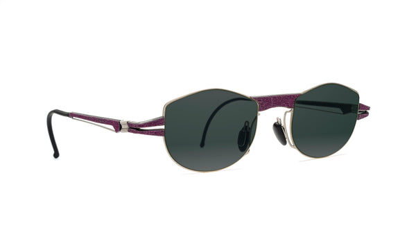 PURPLE STAINLESS STEEL GEOMETRIC/ ROUNDED SUNGLASSES