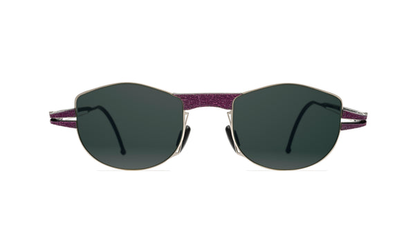 PURPLE STAINLESS STEEL GEOMETRIC/ ROUNDED SUNGLASSES