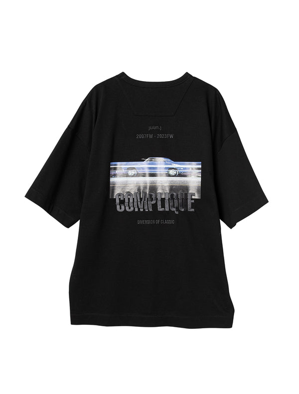 Black "Complique" Embroidered Cotton T-Shirt