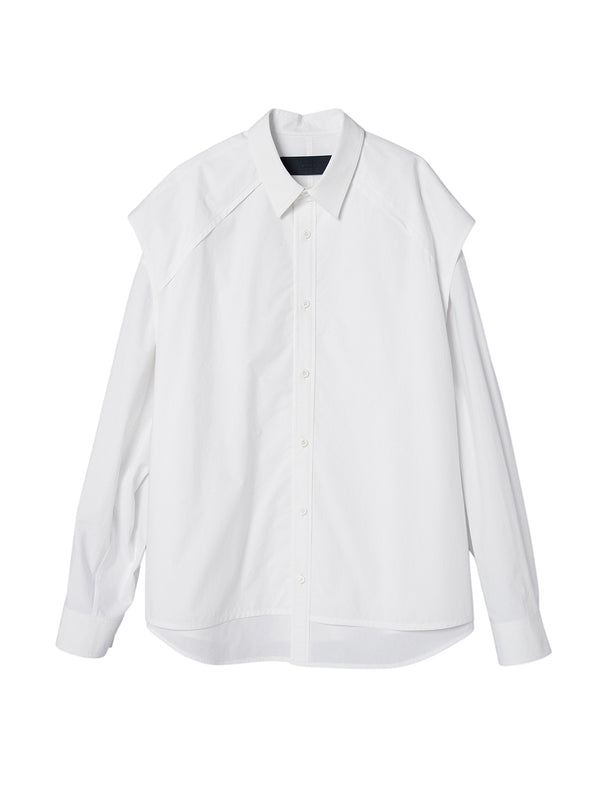 White Piping Detailed Layered Shirt