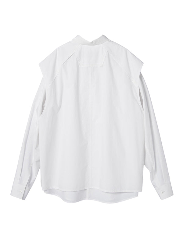 White Piping Detailed Layered Shirt