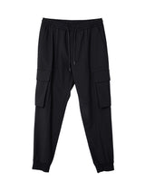 BLACK WOOL CARGO JOGGER PANTS