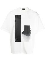 WHITE LOGO PRINT COTTON T-SHIRT