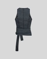 DRAPERY WAIST DENIM TOP