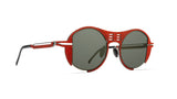 RED STAINLESS STEEL GEOMETRIC/ ROUNDED SUNGLASSES