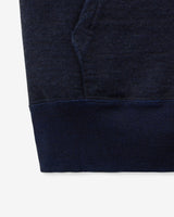 INDIGO SWEAT ZIP UP HOODY-YARN DYED