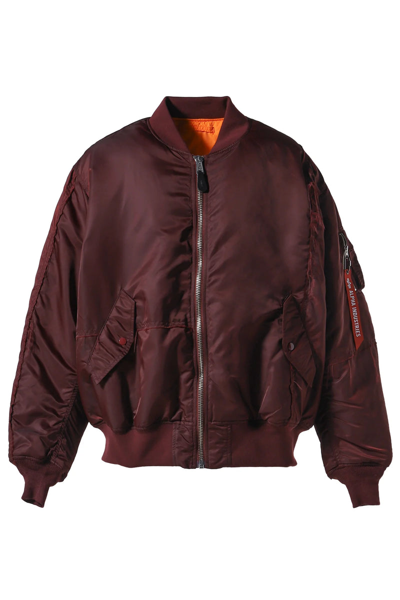 X ALPHA INDUSTRIES BURGUNDY BOMBER JACKET