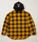 YELLOW HOODED PLAID SHIRT