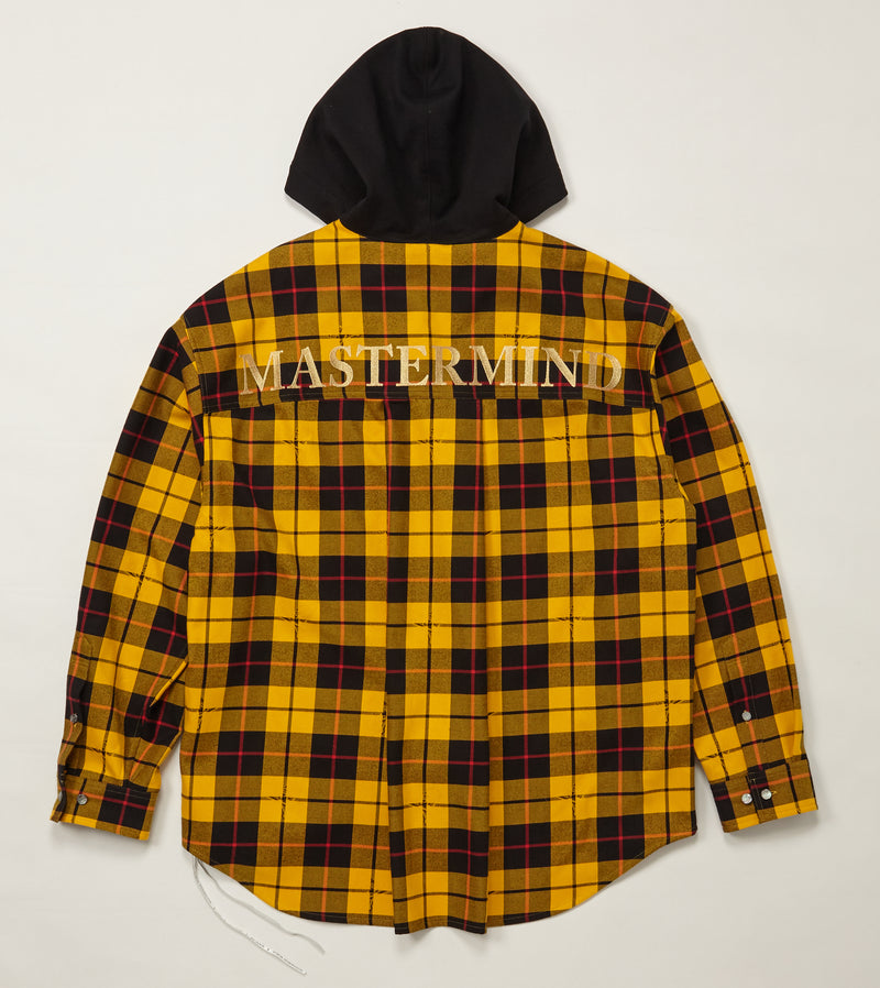 YELLOW HOODED PLAID SHIRT