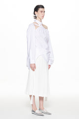 WHITE NECK TWISTED LAYERED SHIRT