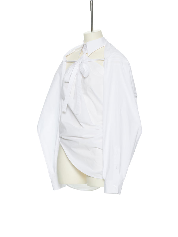 WHITE NECK TWISTED LAYERED SHIRT