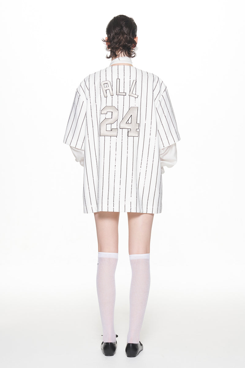 WHITE BASEBALL JERSEY SHIRT