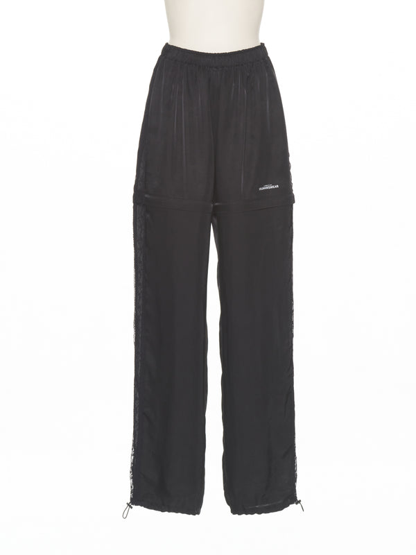 BLACK SIDE LACE TRACK PANTS