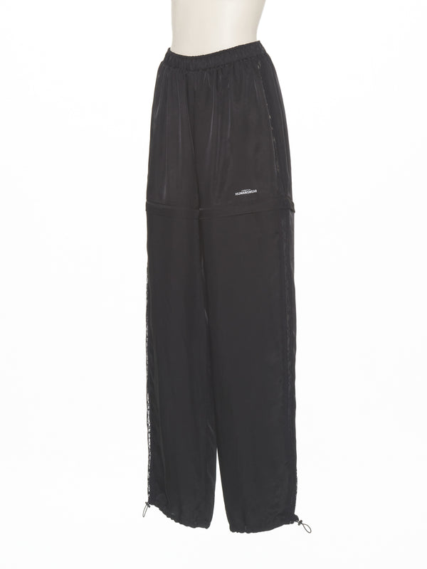 BLACK SIDE LACE TRACK PANTS