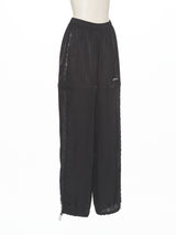 BLACK SIDE LACE TRACK PANTS