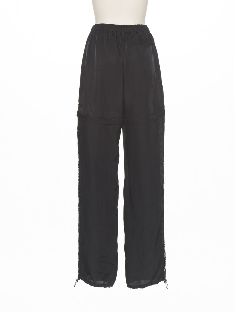 BLACK SIDE LACE TRACK PANTS