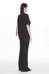 BLACK GLITTER JERSEY FLARE PANTS