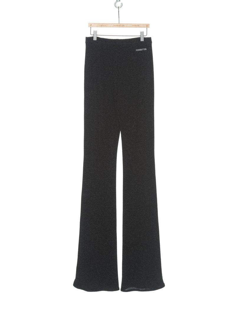 BLACK GLITTER JERSEY FLARE PANTS